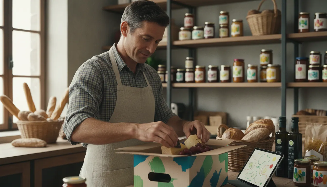 Paradista del Mercat Sant Gervasi preparant productes per a una comanda online